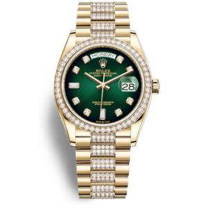 DayDate 36 Green Dial 18kt Yellow Gold Diamond Set President Watch 128348GNDDP