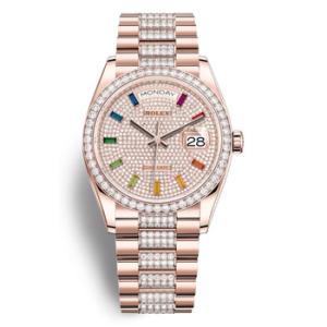 DayDate 36 Paved Dial 18kt Everose Gold Diamond Set President Watch 128345DSDP