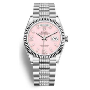 DayDate 36 Pink Dial 18kt White Gold Diamond Set President Watch 128239DSDP
