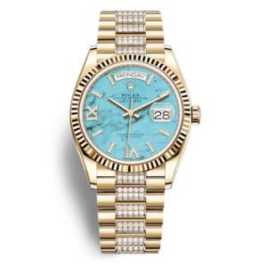 DayDate 36 Turquoise Dial 18kt Yellow Gold DiamondSet President Watch 128238TQRSDDP