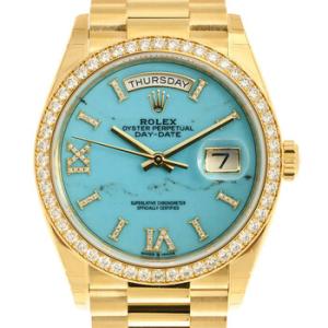 DayDate 36 Turquoise Diamond Dial Automatic 18kt Yellow Gold President Watch 128348TQRSDP
