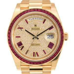 DayDate 40 Diamond Pave W Red Sapphire Bezel Watch 228398 DRRP