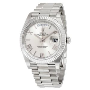 DayDate 40 Silver Quadrant Motif Dial 18K White Gold President Automatic Watch 228239SQRSP