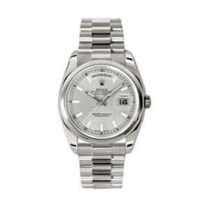 DayDate Silver Dial 18K White Gold President Automatic Watch 118209SSP