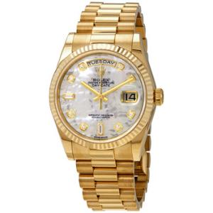 DayDate White MotherOfPearl Dial 18K Yellow Gold President Automatic Watch 118238MDP