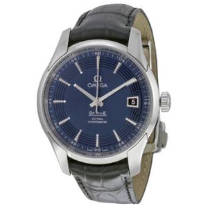 DeVille Blue Dial Black Leather Watch 431.33.41.21.03.001
