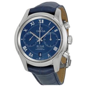 De Ville Blue Dial Blue Leather Watch