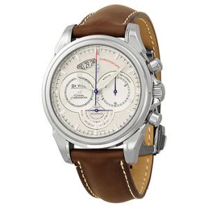 De Ville CoAxial Chronoscope Silver Dial Stainless Steel Brown Leather Watch 4850.30.37