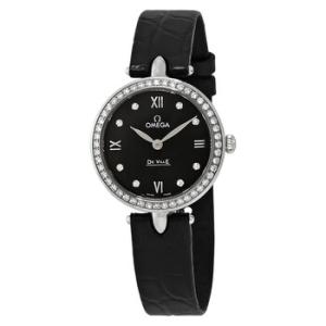 De Ville Prestige Black Dial Black Leather Quartz Watch 424.18.27.60.51.001