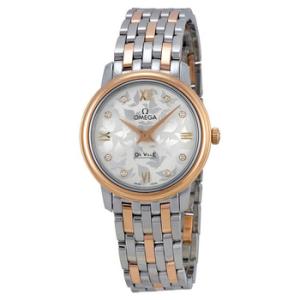 De Ville Prestige Silver Diamond Dial Stainless Steel and 18kt Rose Gold Watch