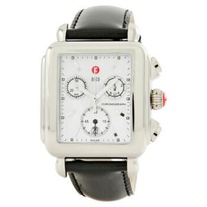 Deco Chronograph Black Leather Watch MWW06A000125