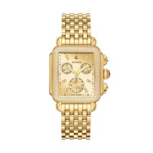 Deco Chronograph Quartz Diamond Gold Dial Watch MWW06A000806