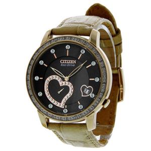 Desire EcoDrive Diamond Brown Dial Rose GoldTone Watch EV100309X