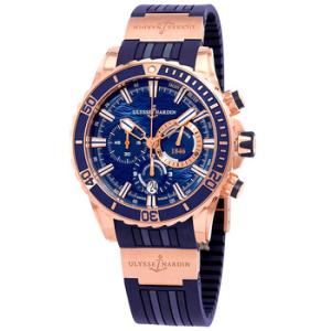 Diver Blue Dial Automatic Chronograph 18K Rose Gold Watch
