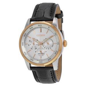Dress EcoDrive Silver Dial Black Leather Watch BU201600A