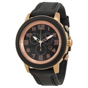 Drive Black Dial Chronograph Black Leather Watch AT223305E