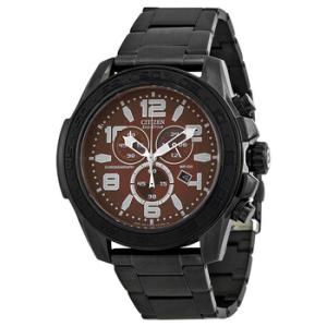 Drive Brown Dial Chronograph Black IP Stainless Steel Watch AT227556X