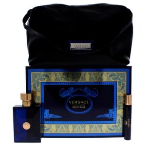 Dylan Blue by Versace for Men  3 Pc Gift Set 3.4oz EDT Spray 10ml EDT Spray Blue Pouch