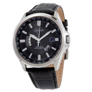 EcoDrive Black Dial Black Leather Watch CB001100E