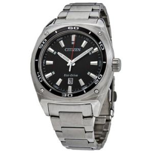 EcoDrive Black Dial Stainless Steel Watch AW104056E