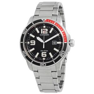 EcoDrive Black Dial Stainless Steel Watch AW152051E