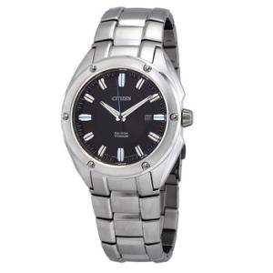 EcoDrive Black Dial Titanium Watch BM713058E