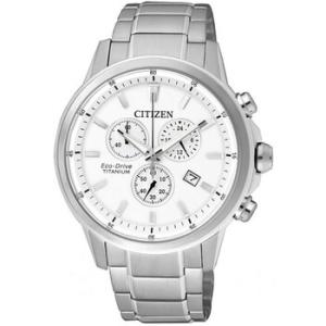 EcoDrive Chronograph White Dial Watch AT234081A