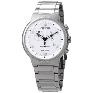 EcoDrive Chronograph White Dial Watch AT240081A