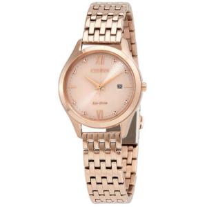 EcoDrive Crystal Rose Gold Dial Watch EW253389X