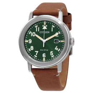 EcoDrive Green Dial Brown Leather Watch AW162013X