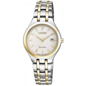 EcoDrive Ivory White Dial Twotone Watch EW248482B