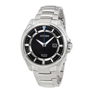 EcoDrive Titanium Sapphire Crystal Black Dial Watch AW140052E