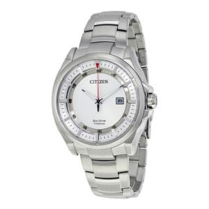 EcoDrive Titanium Sapphire Crystal Silver Dial Watch AW140052A