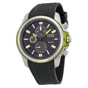 Eco Drive Black Dial Chronograph Black Rubber Watch CA042708E