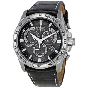 Eco Drive Chronograph Perpetual Calendar Black Dial Watch AT400002E