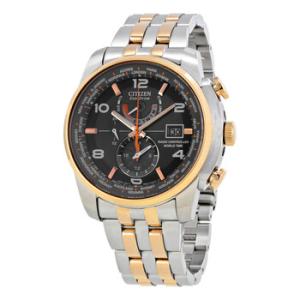 Eco Drive World Time Grey Dial Twotone Watch AT901656H