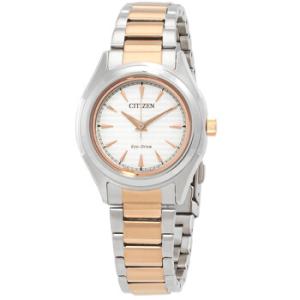 Elegance EcoDrive White Dial TwoTone Watch FE211685A
