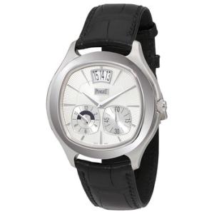 Emperador Coussin Silver Dial Black Leather Automatic Watch GOA32016