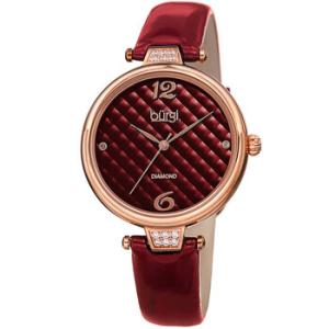 Engraved Argyle Diamond Dial Genuine Leather Strap Watch