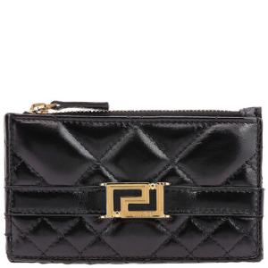 Engraved Logo DiamondQuilted Leather Wallet