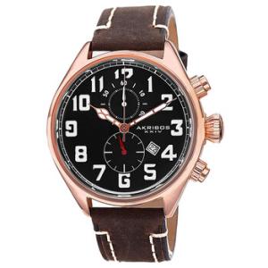Essential Chronograph Black Dial Brown Leather  Watch