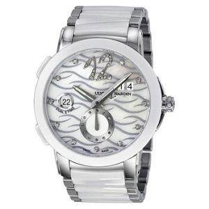 Executive Dual Time Diamond Mother of Pearl Ceramic Watch