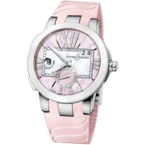 Executive Dual Time Pink Mother of Pearl Dial Stainless Steel Pink Rubber Watch