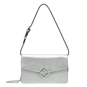 FF Logo Laminated Leather Chain Wallet
