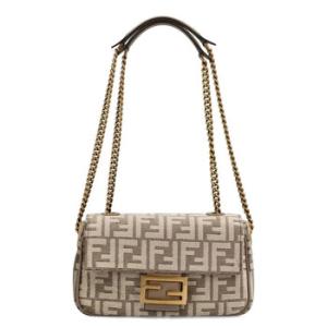 FF Motif Medium Chain Baguette Bag