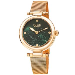 Flower Marker Quartz Diamond Green Dial Watch BUR260YGN