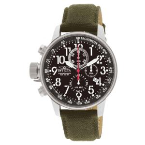 Force Lefty Crown Chronograph Black Dial Olive Fabric Watch