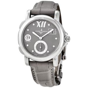 GMT Big Date Grey Dial Stainless Steel Grey Leather Watch