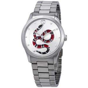 GTimeless Silver Dial with Snake Motif Stainless Steel Watch YA1264076