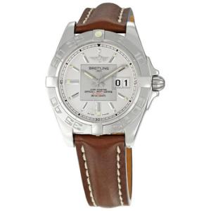 Galactic 41 Silver Dial Brown Leather Strap Watch A49350L2G699BRLD